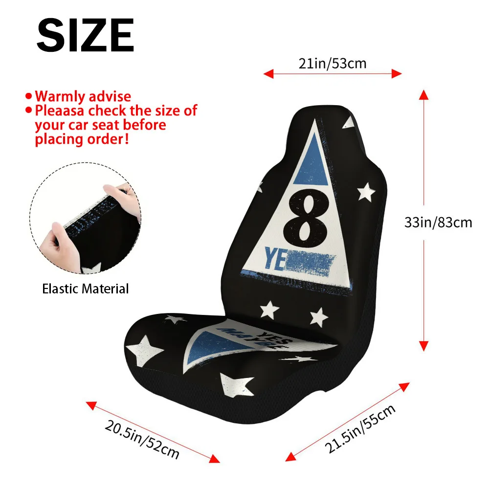 Set Of 2 Magic 8 Ball Themed Car Seat Covers – Universally Fitting, Stylish, And Durable Full Set For Front Seats, High-Quality