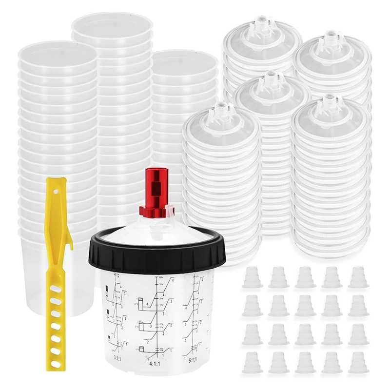 

A05I-Paint Mixing Cup For Automotive Paint Gunair Spra Guncup With Cup Adapter 20 Oz (600 Ml) Set
