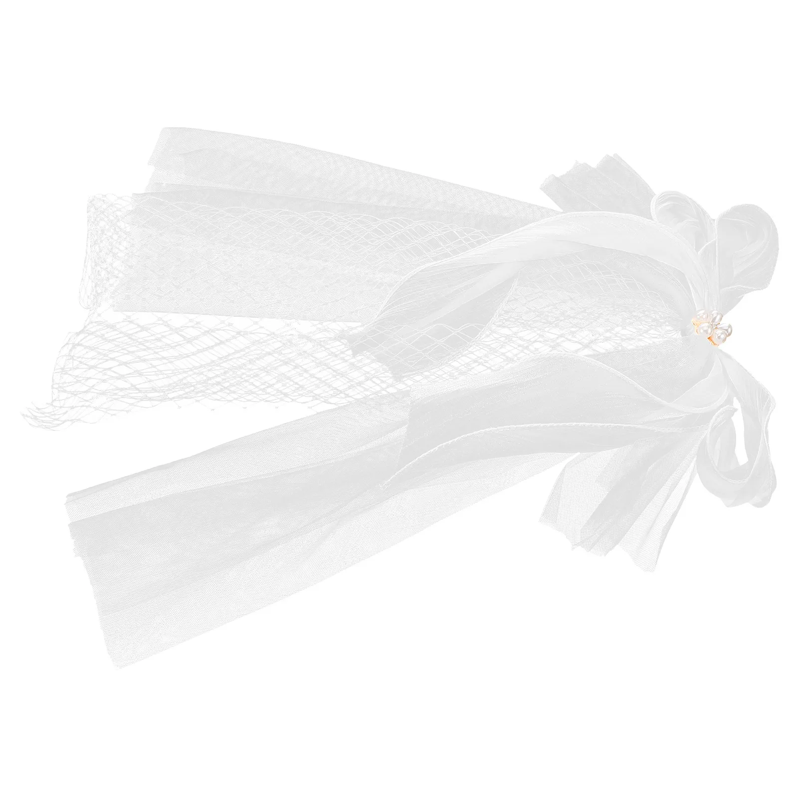 

Pearl Veil Headpiece White Wedding Accessory Short Lace Veil Bridal Bow For Hair Hair Clip Elegant Boho Design Sweet