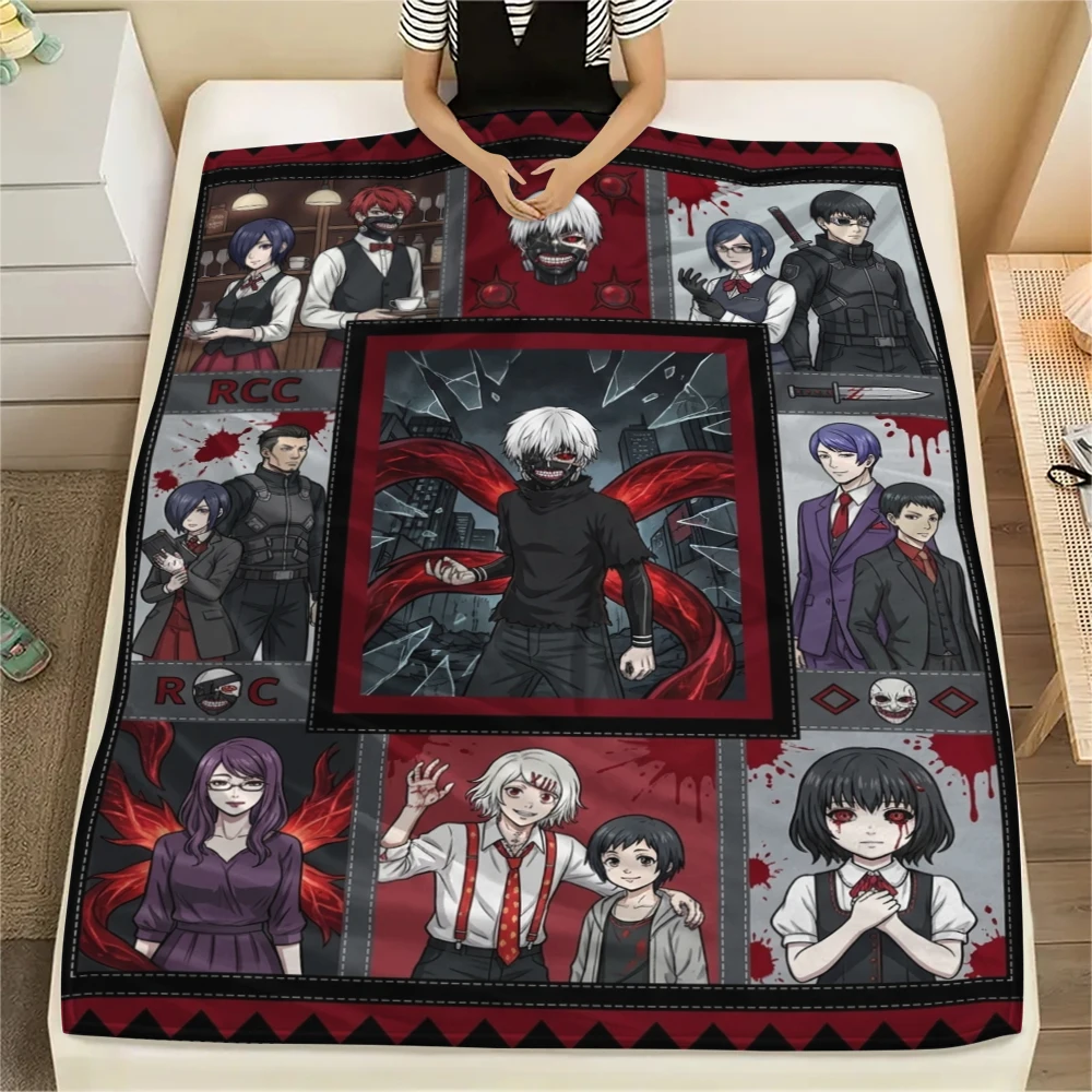 Tokyo Ghoul Cozy Print Flanelldecke, warme, weiche Decke für Schlafzimmer, Wohnzimmer, Sofa, Reisen, Picknick, Komfortdecke -xia52