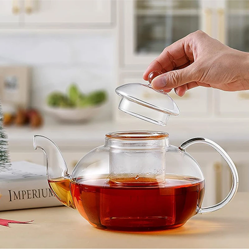 400-1000ml Clear Teapot With Removable Infuser Glass Teapot Stovetop Safe Loose Leaf And Blooming Tea Maker