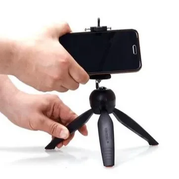 Treppiede da tavolo con clip per supporto per telefono Mini supporto per selfie treppiede portatile 2 in 1