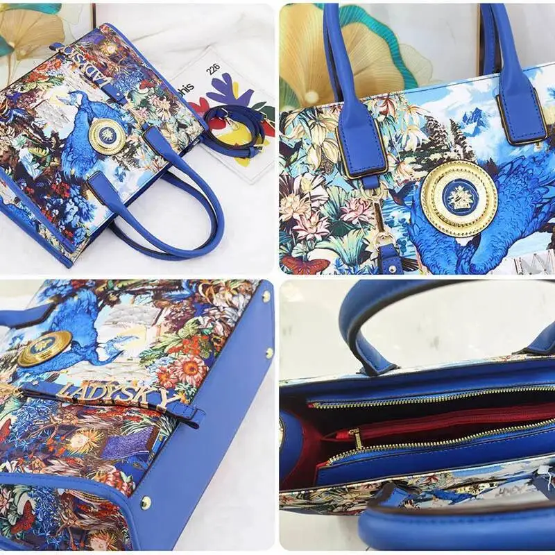 Women's Bags Cashew Flower Print Tote Large-Capacity Fashionable Luxury Designer High-Quality PU Leather Crossbody Bag Shoulder