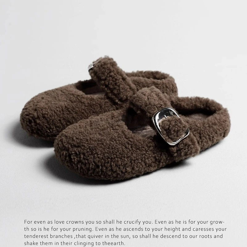 High-heel Platform Slippers for Women, New Style for Autumn and Winter 2026, Suede and Padded Cotton Slippers