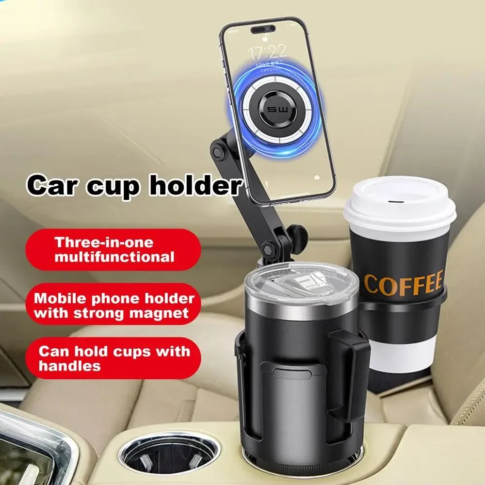 

360 Degree Rotation Magnetic Cell Phone Stand Car Cup Holder Expander with Phone Mount Drink Cup Holder Adapter Phone Stand Tool