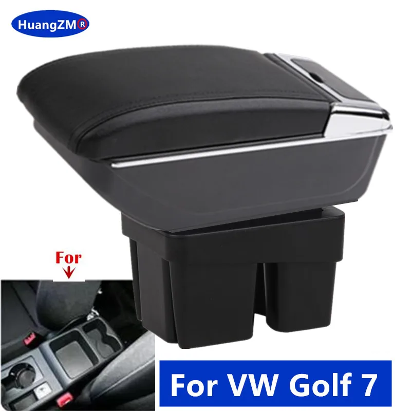 Für Volkswagen Golf 7 Armlehnenbox Für VW Golf 7 Mk7 Auto-Armlehnenbox Aufbewahrungsbox Getränkehalter Nachrüst-Autozubehör 2014-2019