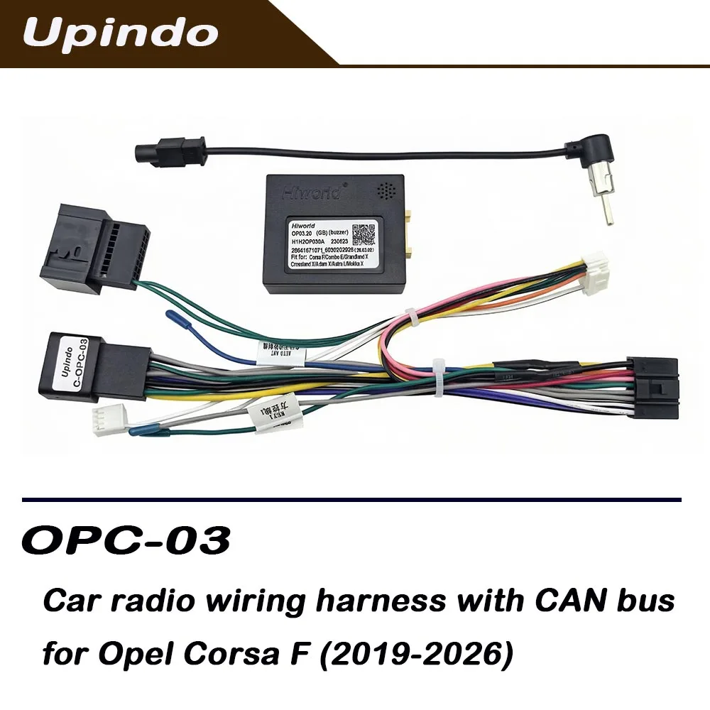 Car Radio Wiring Harness with CAN Bus Adapter Android Head Unit 16pin Power Cable Connector Socket for Opel Corsa F