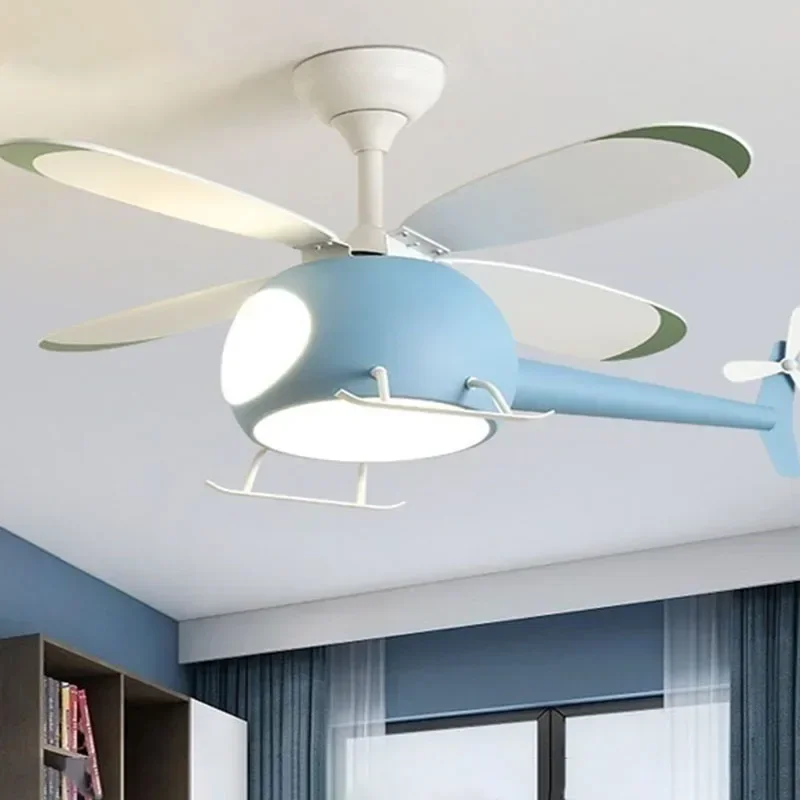 Morden Children's Cartoon LED Ceiling Lamp Helicopter Fan Chandelier Room Living Room Bedroom Indoor Lighting Fixture Luster