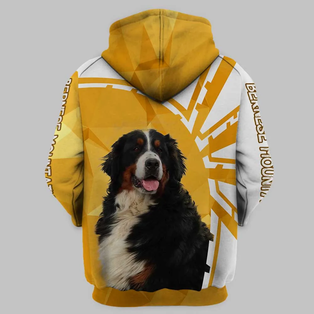 HX Bernese Mountain Dog Hoodies 3D Graphic Dog is My Sunshine Hoodie Pets Dogo Argentino Sweatshirts Unisex Tops