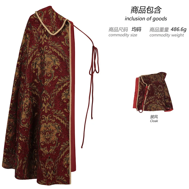 New Medieval Renaissance Nobleman Tudor King Costume CapeRenFaireShirt cape view 6