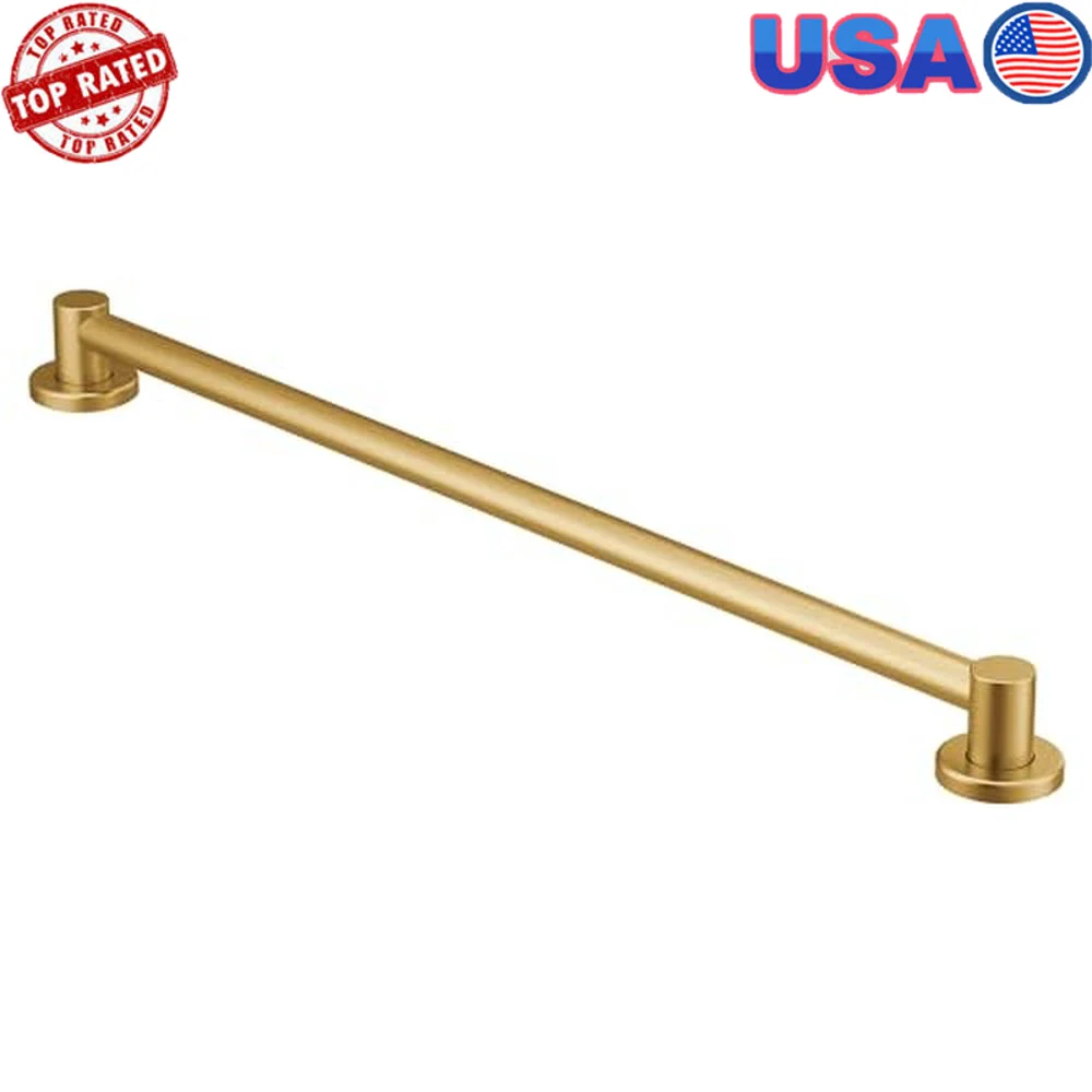 36-Inch Brushed Gold Stainless Steel Bathroom Safety Grab Bar ADA Compliant 500lbs Capacity Easy Install