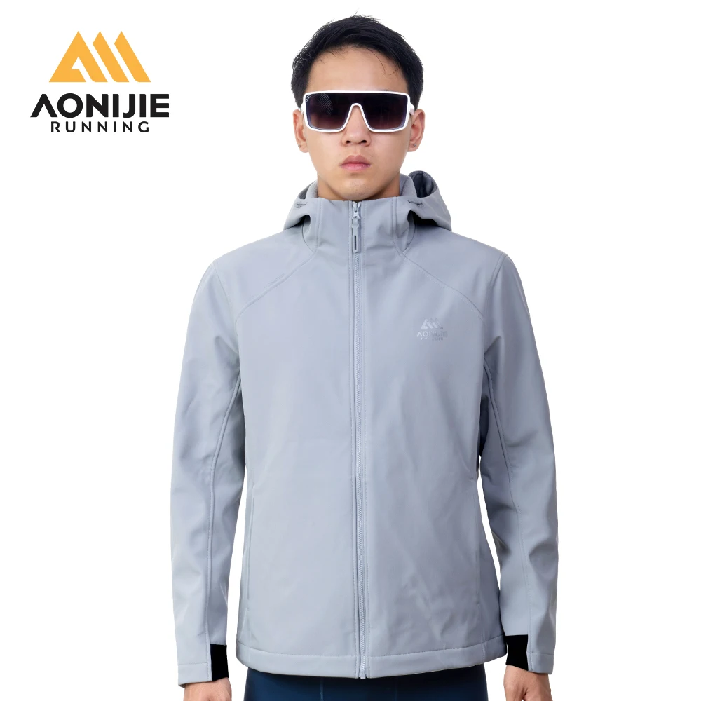 AONIJIE FM5208 Men Windproof Soft Shell Jacket Water-repellent Suitable for Autumn and Winter Outdoor Hiking Warm Hooded Jacket