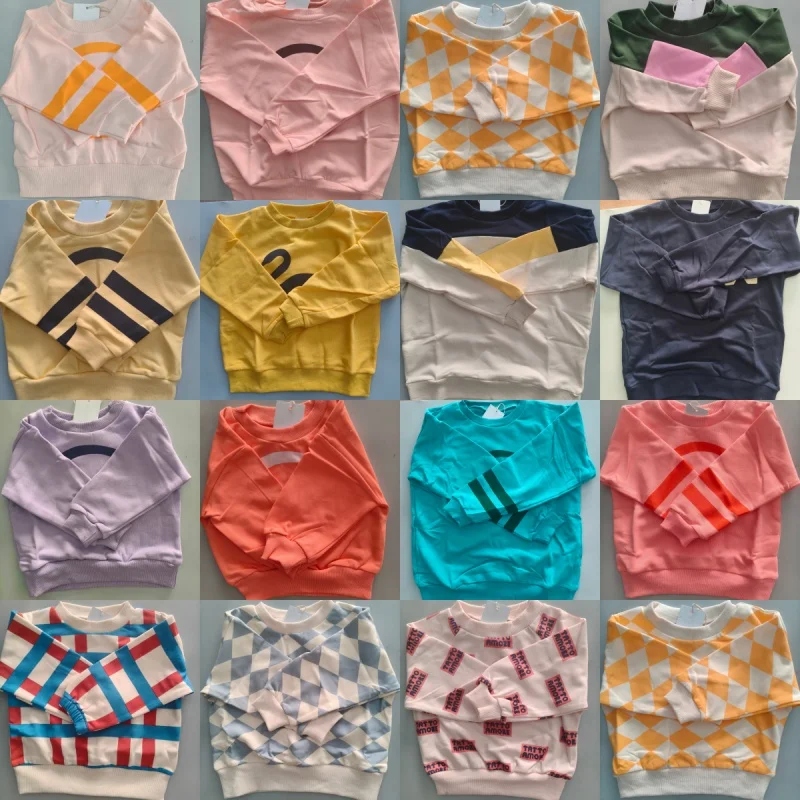 

In Stock Children's Solid Color Round Neck Boys' and Girls' Sportswear Sweatshirt Baby Boy Clothes