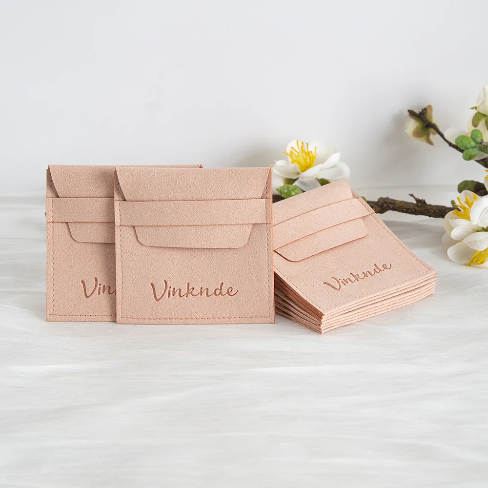 

Custom Smart Jewelry Pouches Personalized Logo Text Necklace Travel Gift Bag Microfiber Envelope Bags for Bracelet Ring Earrings
