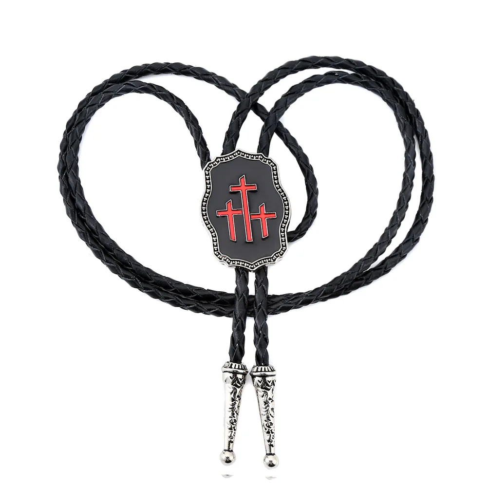 New Fashionable Men's Alloy Cross Leather Rope Pollo Tie, Men's Tie Gift Accessory Wholesale