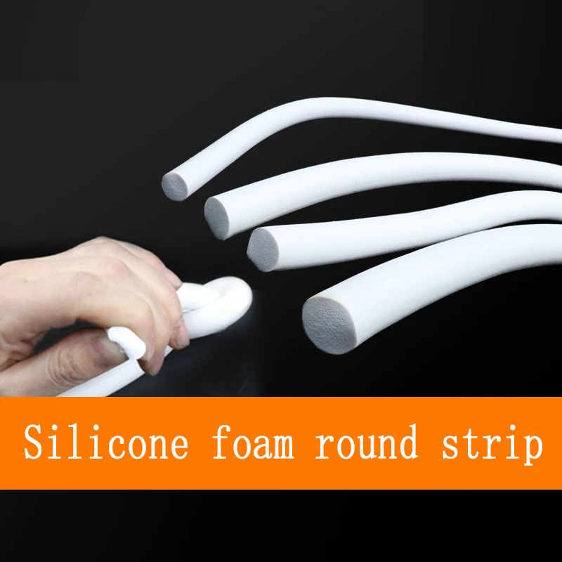 Silicone Foam Sealing Round Strip Heat-Resistant Windproof Dustproof Milky White Circular Sponge Anti-Collision Sealing Strip