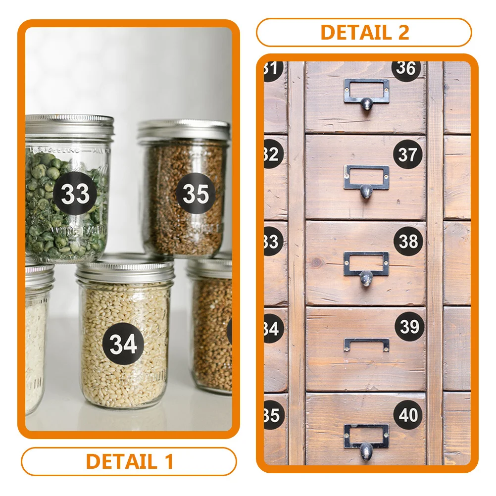 

20 Sheets Round Number Stickers Self-Adhesive Digital Labels 1-50 for Office Classroom Organizing Classification Identification