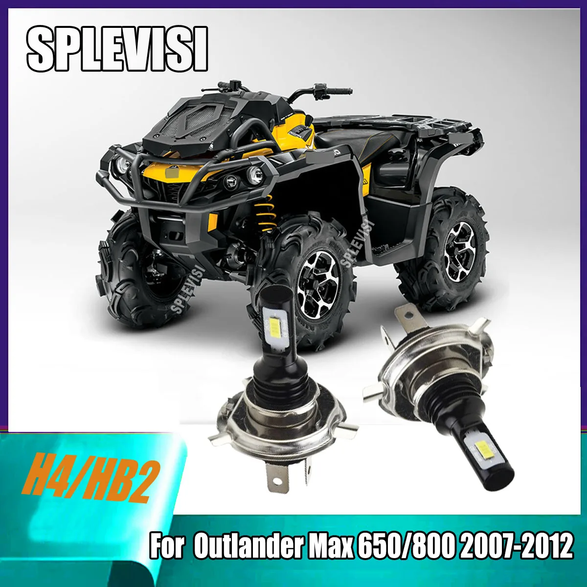Phares LED H4 blancs, sans taches foncées ni bords ombrés, pour Can-Am Outlander Max 650/ Max 800 2007 2008 2009 2010 2011 2012