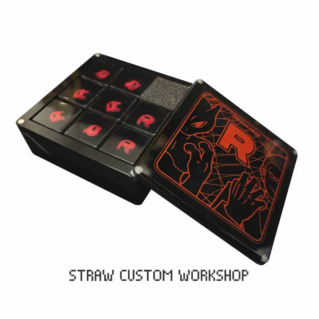 

Diy Cartoon Ptcg Rocket Team Giovanni R Dice Damage Indicator Mewtwo Dice Plus Dice Storage Box Anime Card Gift Toys