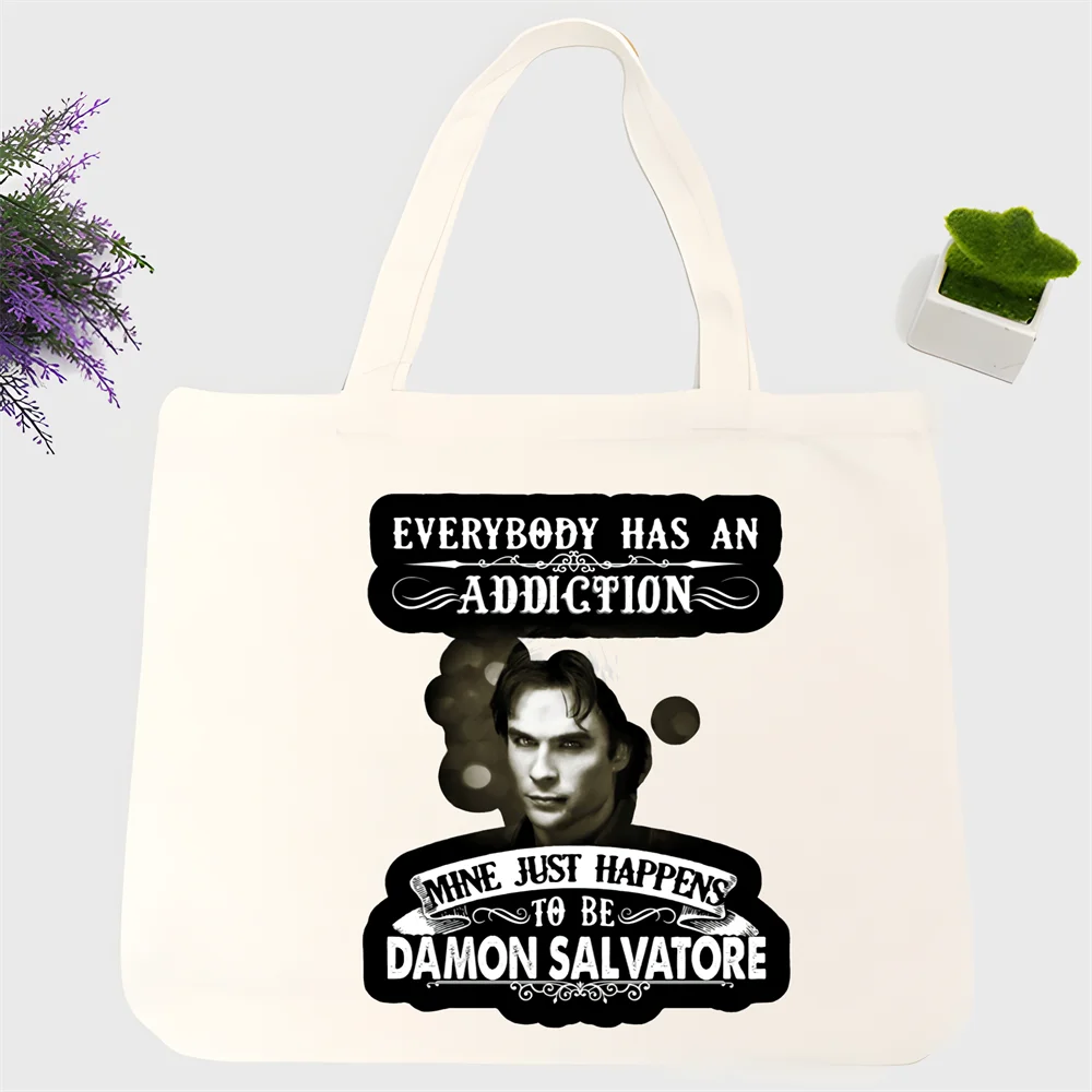 

Damon Salvatore The Vampire Diaries Chronicles Vampiricas Shopper Bags for Tote Bag Large Capacity Shopping Anime Printing