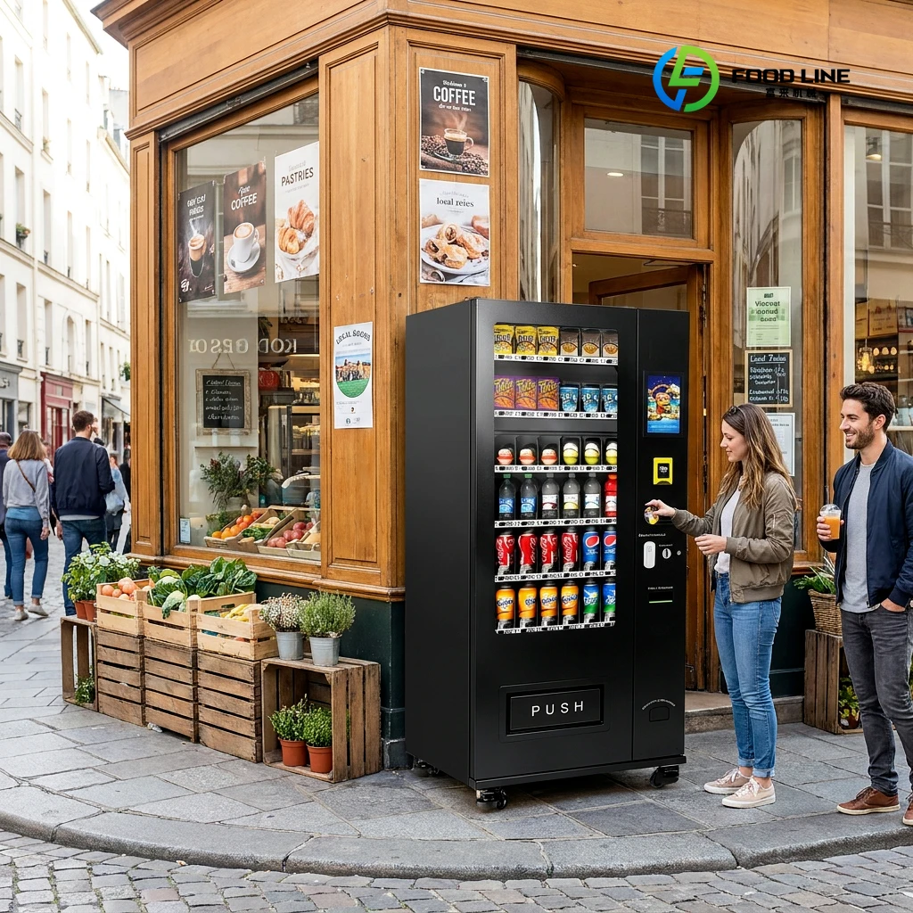 Heavy-Duty Anti-Vandalism Snackautomat Small Refrigerated Vending Machine Triple-Pane Impact Glass CE Certified SDK ADA Custom