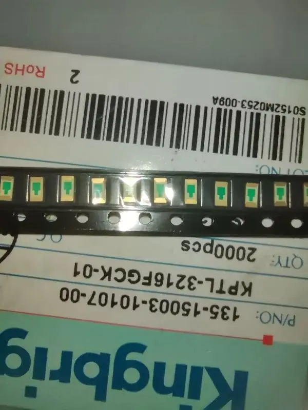 

50Pcs/KPTL-3216FGCK-01 1206 anti-paste built-in lens green super bright LED