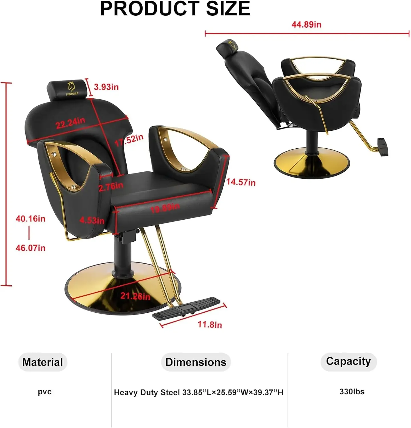 Silla de barbero reclinable, sillas hidráulicas giratorias de 360 grados, estilismo de cabello, corte