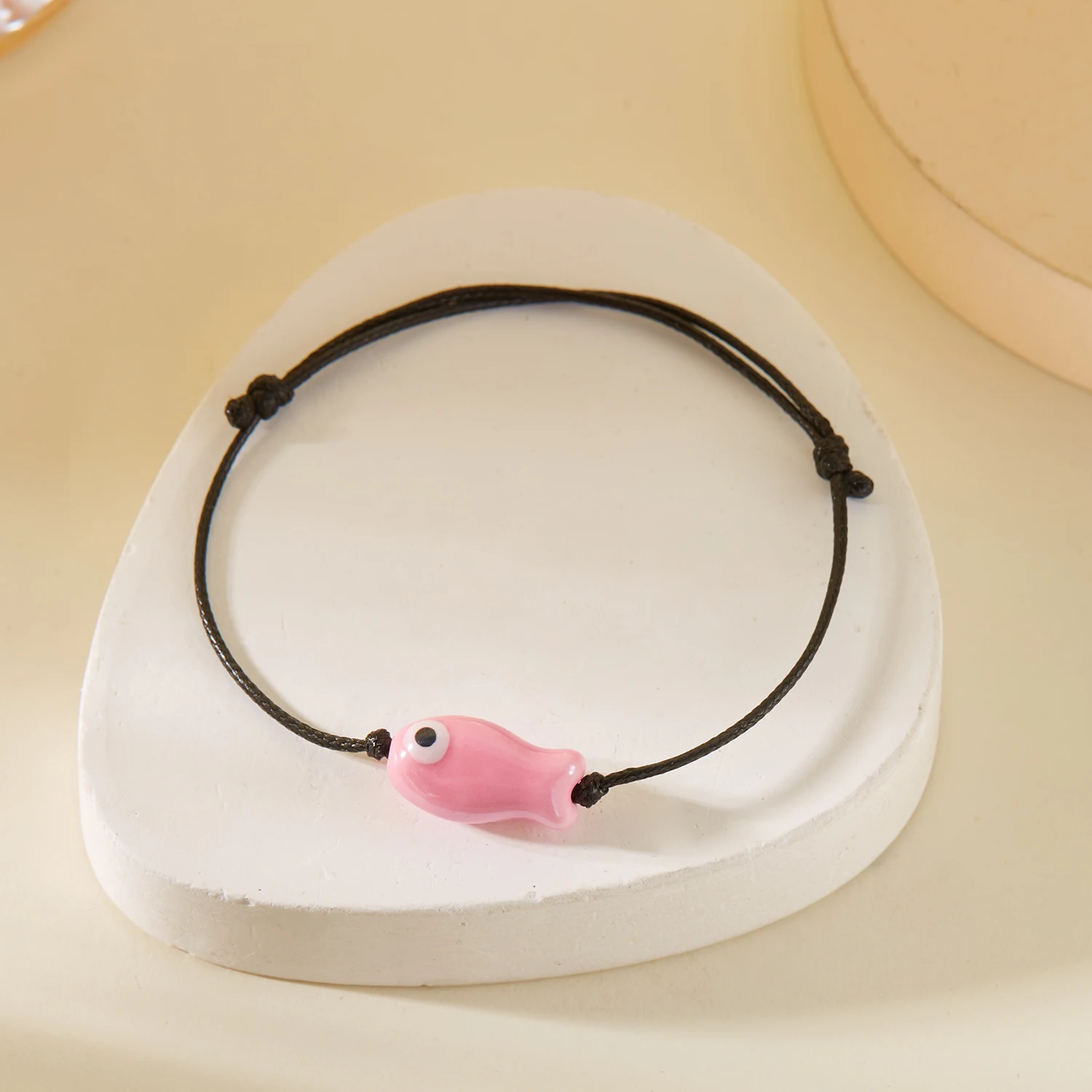 Minimalistisches Cartoon-Keramik-Fisch-Armband für Damen und Herren, niedliches buntes Tier, handgefertigtes geflochtenes Armband, glücklicher Freundschaftsschmuck – Detail 28