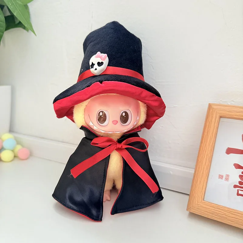 1 ensemble de vêtements Labubu 1ère 2e 3e génération, pendentif assis pour bébé Halloween, Cape de chevalier foncé, tenue Cosplay, cadeau de fête