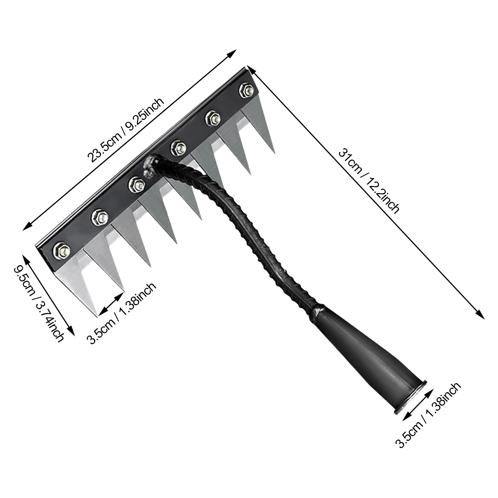 Ancinho manual de ervas daninhas afiadas para jardinagem, ferramenta removedora de garra para capina, vala, afrouxamento do solo