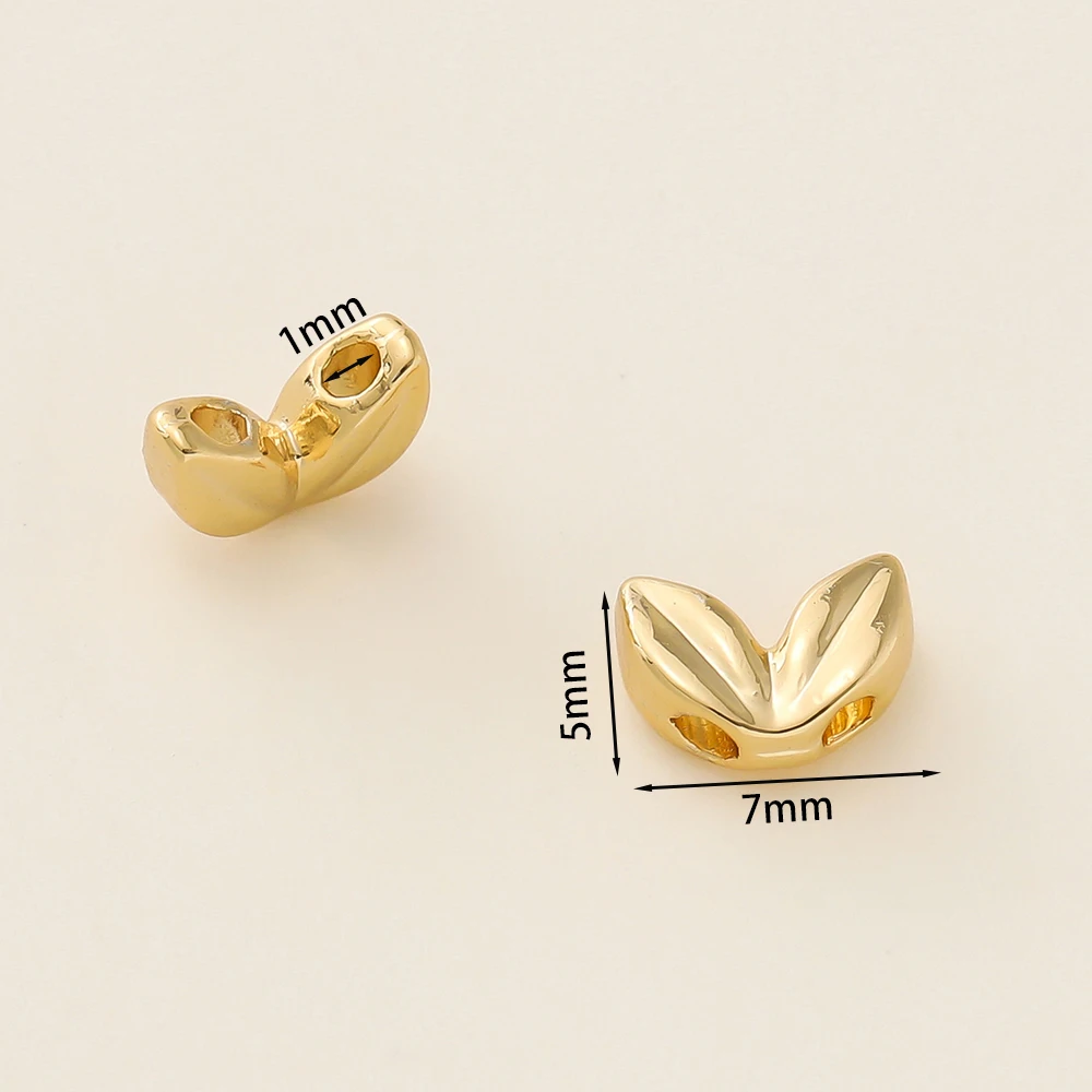 5Pcs/Pack 5*7mm 14/18K Gold Color Plated Malt-Shaped Double Hole Spacer Beads for DIY Necklace Jewelry Making Accessories image 2