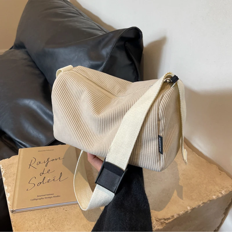 Modna płócienna torba damska S w paski aksamitna torba na ramię poduszka Crossbody Bag