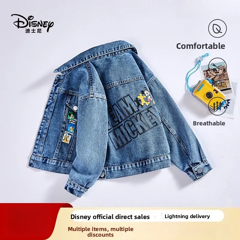 

Disney Boys Denim Jacket 2025 - Cartoon Print Casual Coat for Kids & Teens