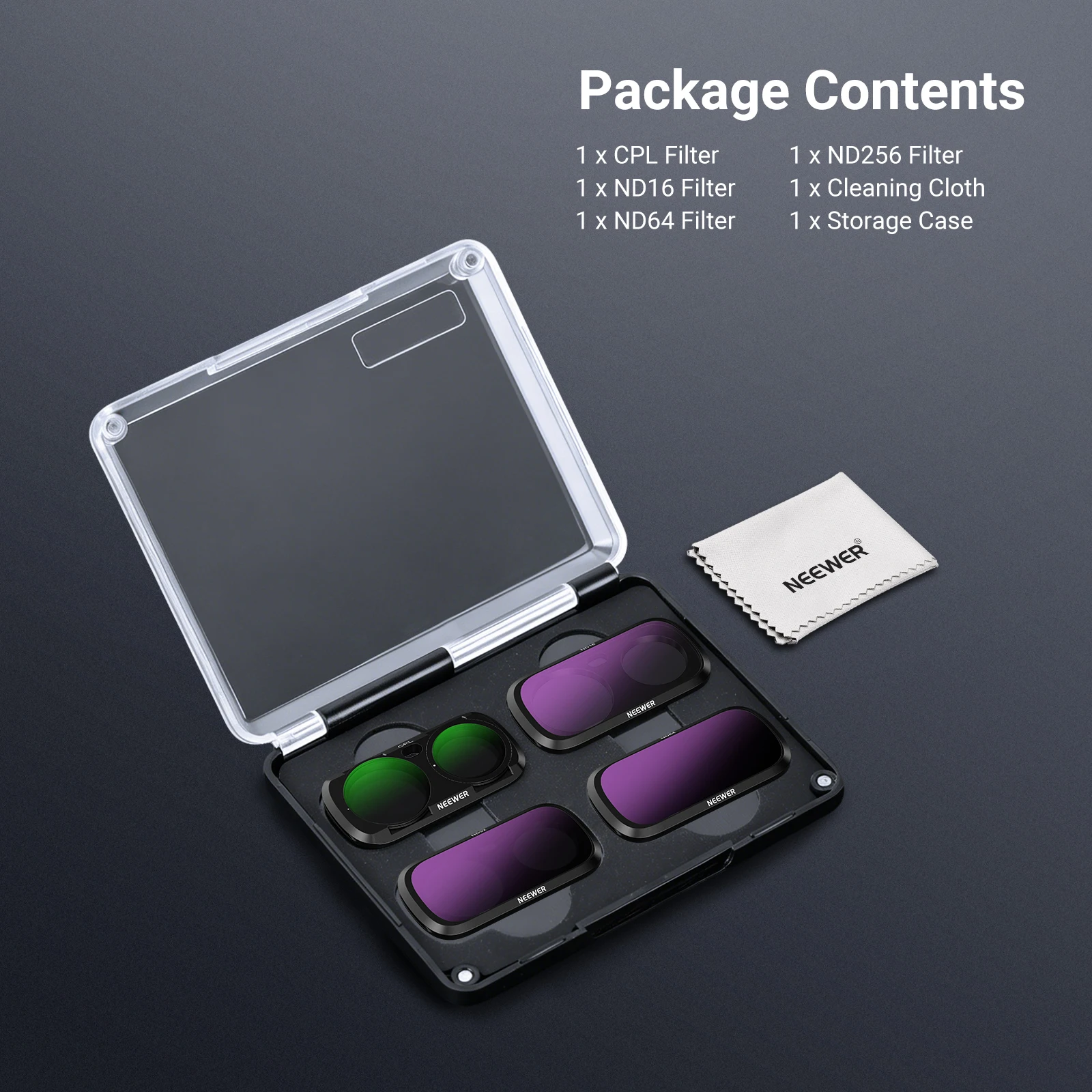 NEEWER CPL + ND Filterset für Insta360 Luna Ultra, Neutraldichte-Filter ND16 + ND64 + ND256, Polarisationsfilter für Action-Kameras – Detail 8