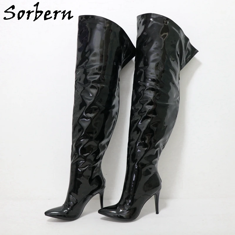 

Sorbern Custom Leg Fit Women Boots Mid Thigh High Unistyle Styles Pointed Toe Hard Shaft Open Back Zipper Fetish Style Long Boot