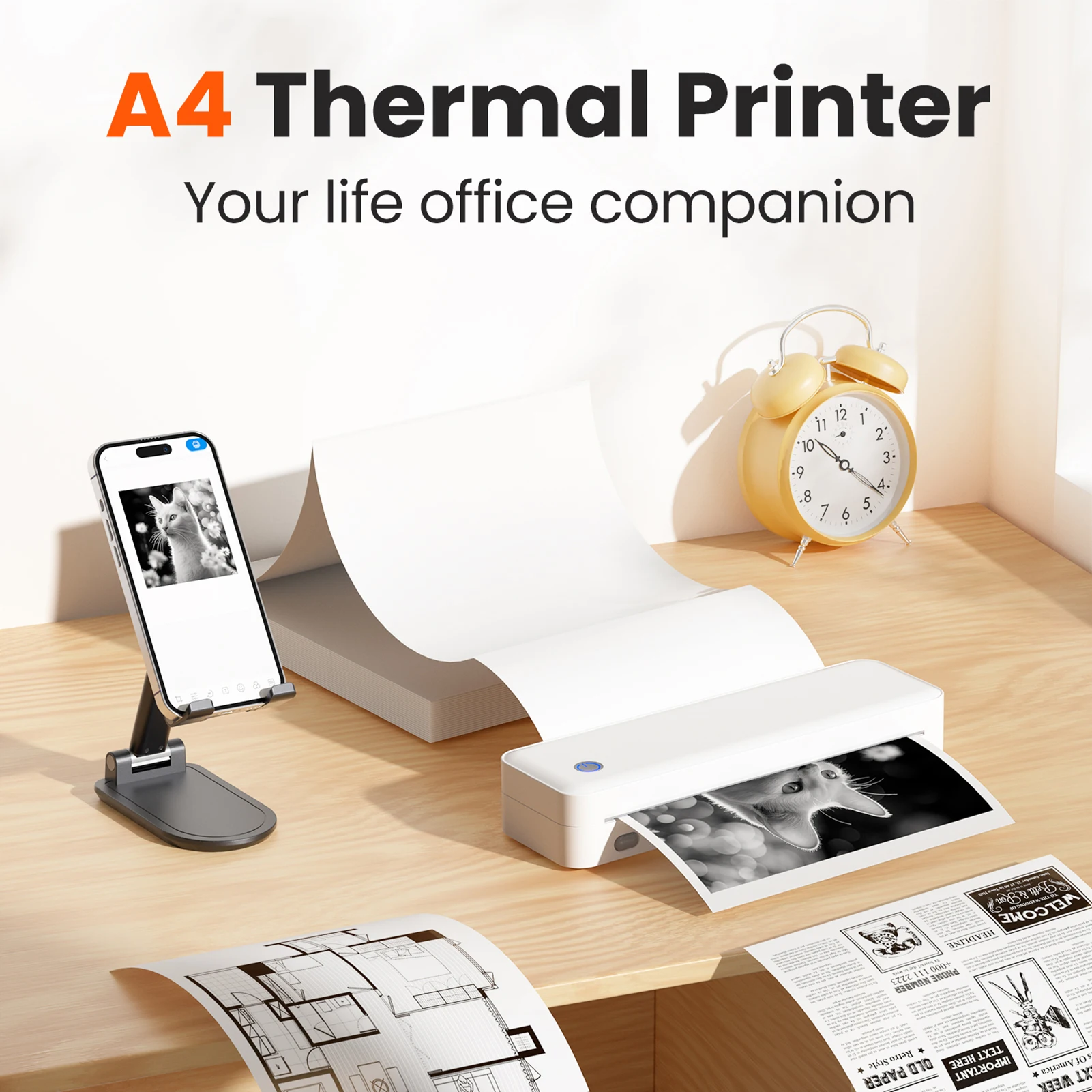 

D82 Portable A4 Thermal Printer Bluetooth USB Photo Printer 203dpi for Images Exam Paper with 56mm/77mm/107mm/210mm/216mm Print