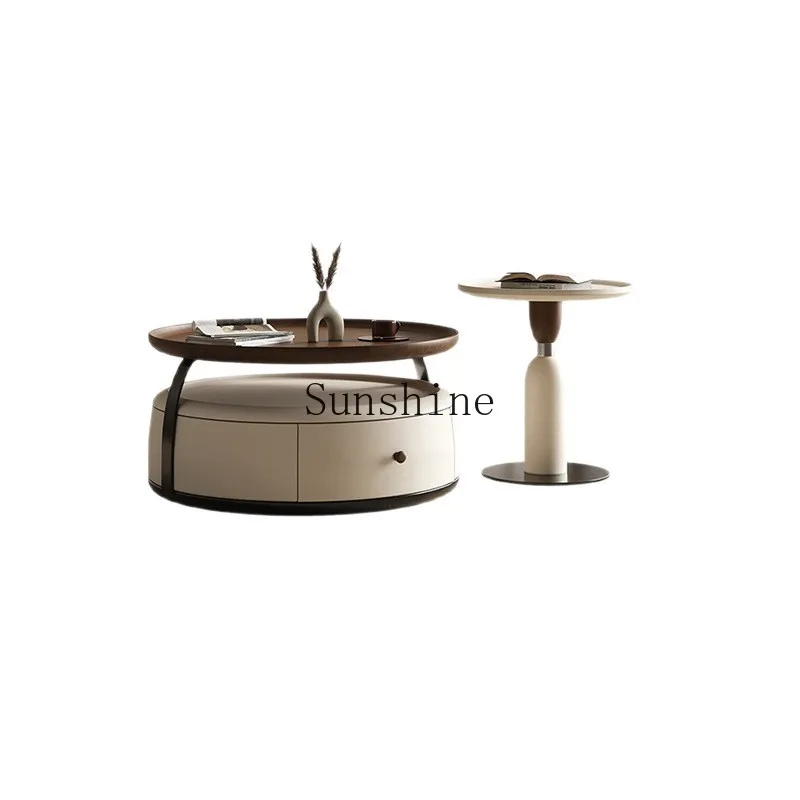 

Cream style household living room small apartment with drawers high-end solid wood coffee table combination