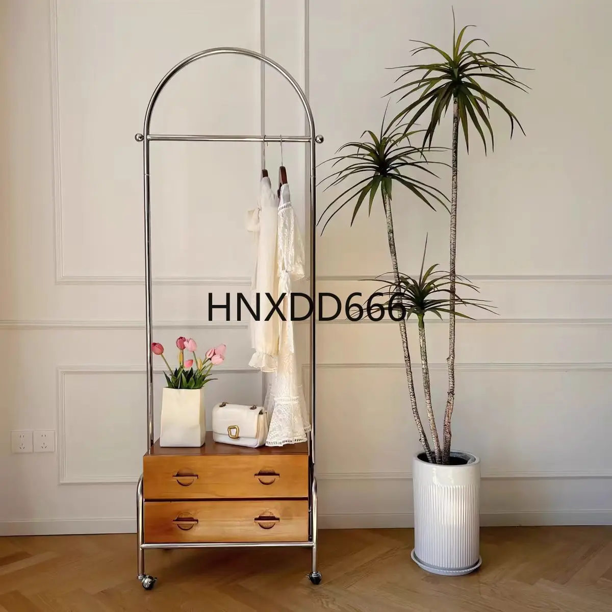 

Medieval solid wood floor hanger mobile multi-functional hanger household