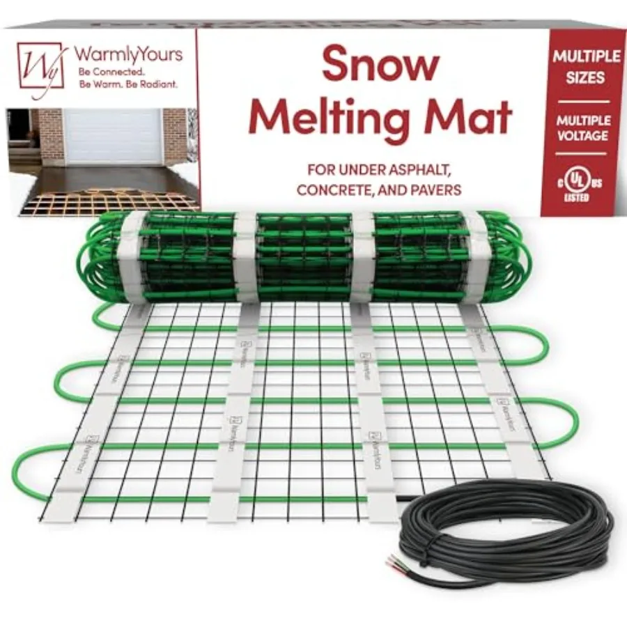 

2x10 ft. Electric Ice and Snow Melting Mat 120V 1000 Watts - Embedded Under Asphalt Concrete or Pavers - Radiant He