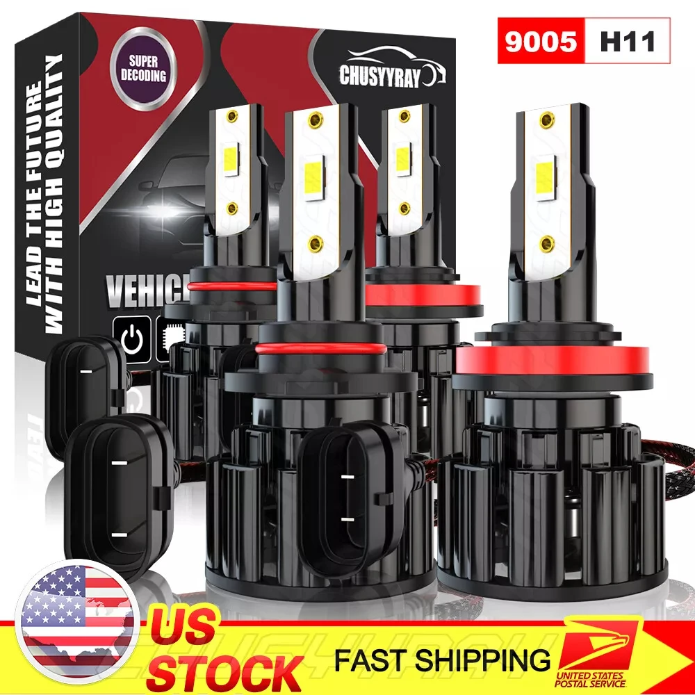 

For Lexus ES350 Sedan 2010-2012 H11 9005 LED Headlight Hi/Low Bulbs 6000K 100000LM 500% Super Bright 1:1 Same Size Plug & Play