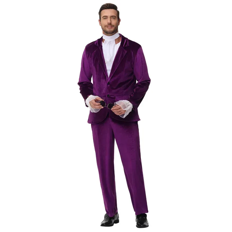 

DY20Взрослый мужской костюм, модный газетный косплей Austin Powers, нарядные очки, манжеты, кружевной шарф25