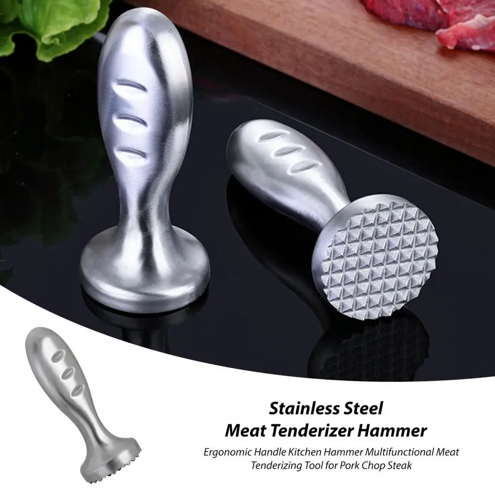 

Ergonomic Meat Hammer Ergonomic Stainless Steel Meat Tenderizer Hammer for Pork Chop Steak for Ground for Tenderizing