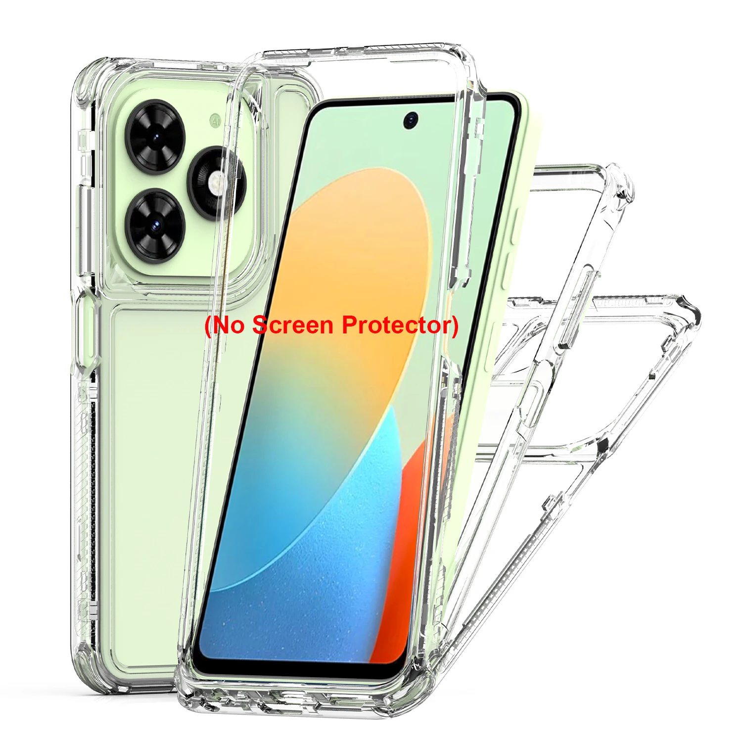 3 in 1 Rugged Armor Shockproof Phone Case For Tecno Spark 20 20C Go 2024 Hard Plastic Frame Transparent TPU Back Cover Fundas