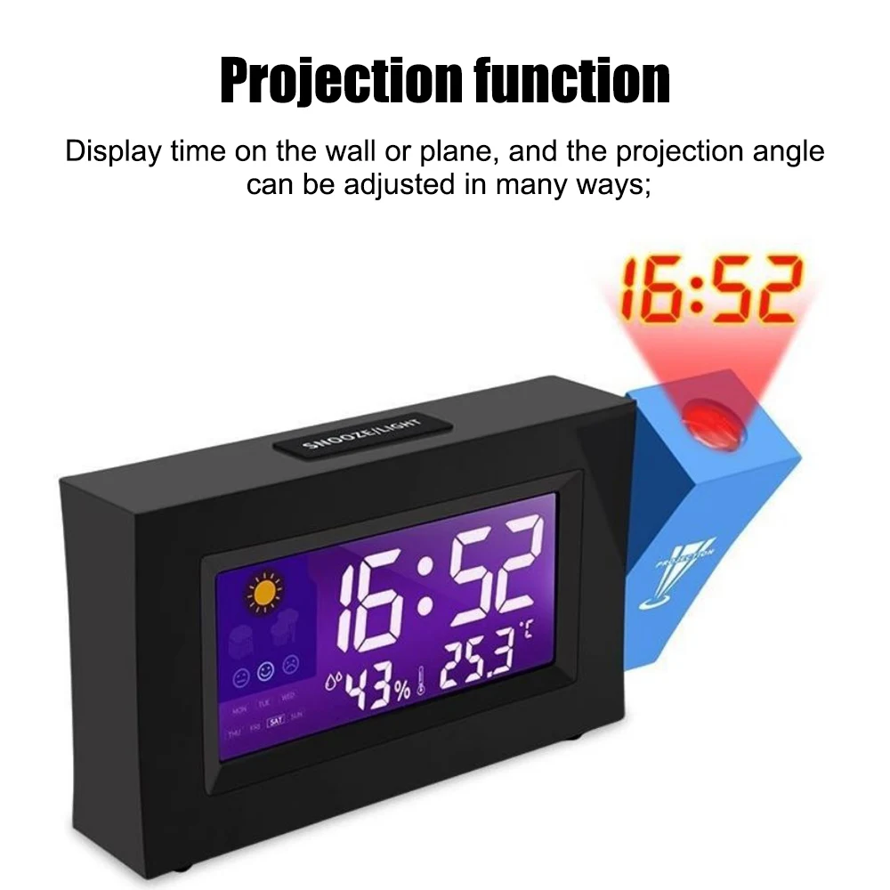 Voice Projection Alarm Clock LED Digital Smart Projector Alarm Clocks Weather Forecast USB/AAA Powered Electronic Desktop Clocks