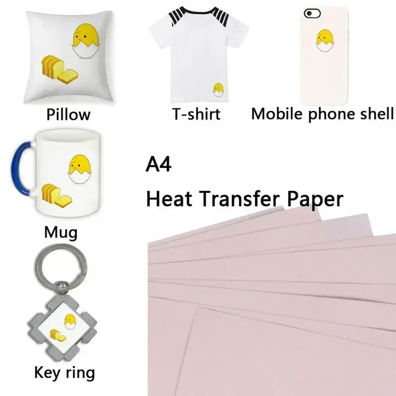 10 pçs a4 transferência de calor papel camiseta ferro-em tecido impressora jato de tinta caneca diy para copos revestidos pires chapéus pintura de pedra