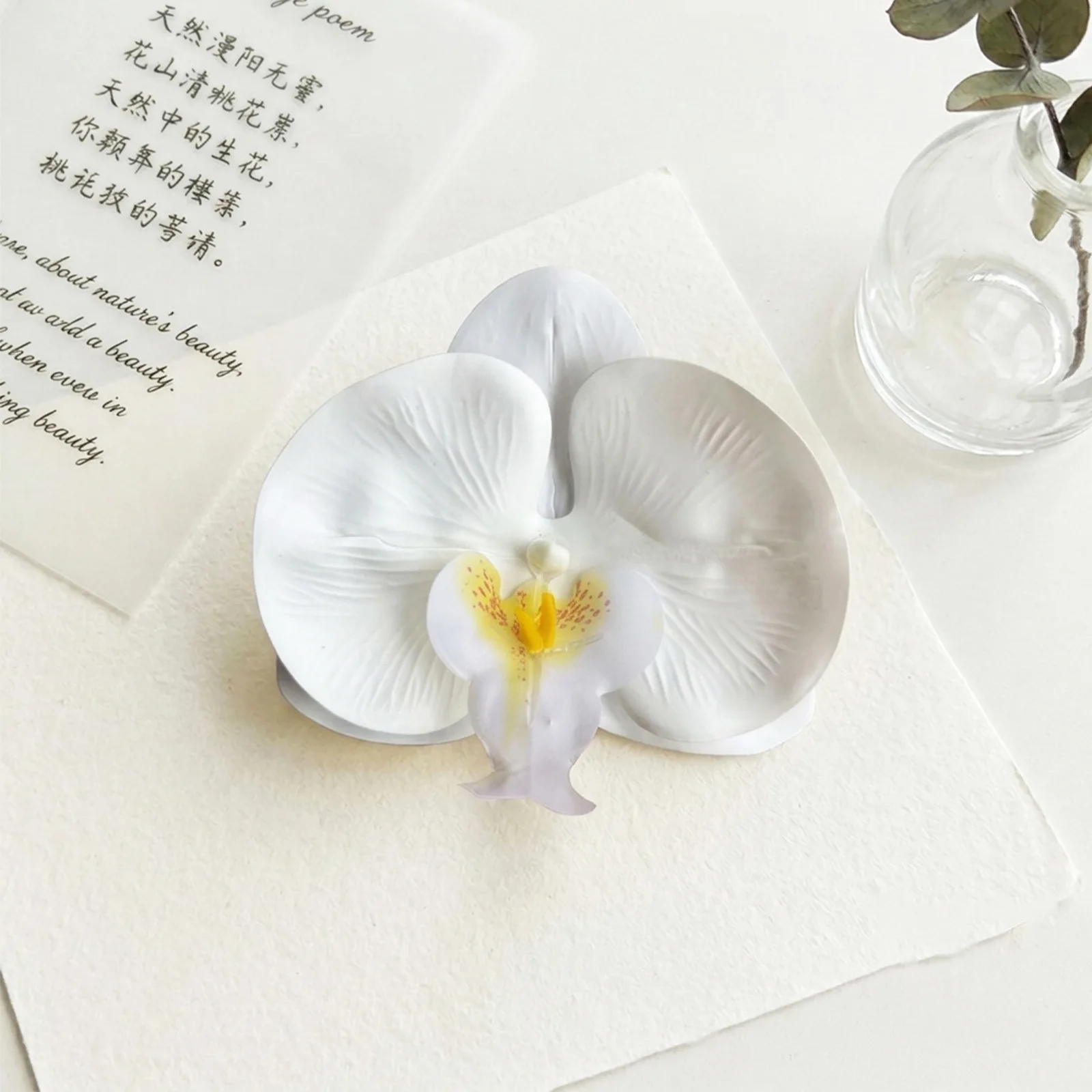 100pcs Handmade Faux Phalaenopsis Orchid Flower Heads - Floral Hair Clip Accessories for Weddings, Home Decor  Photography A008