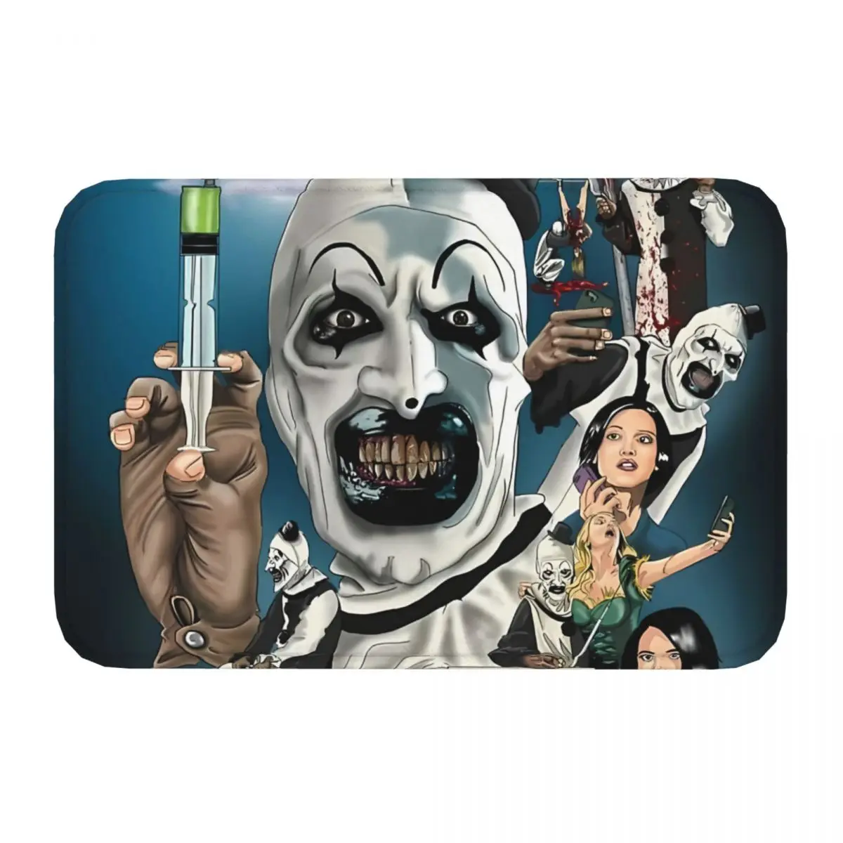 Movie Terrifier Non-slip Doormat All Characters Living Room Kitchen Mat Welcome Carpet Flannel Modern Decor