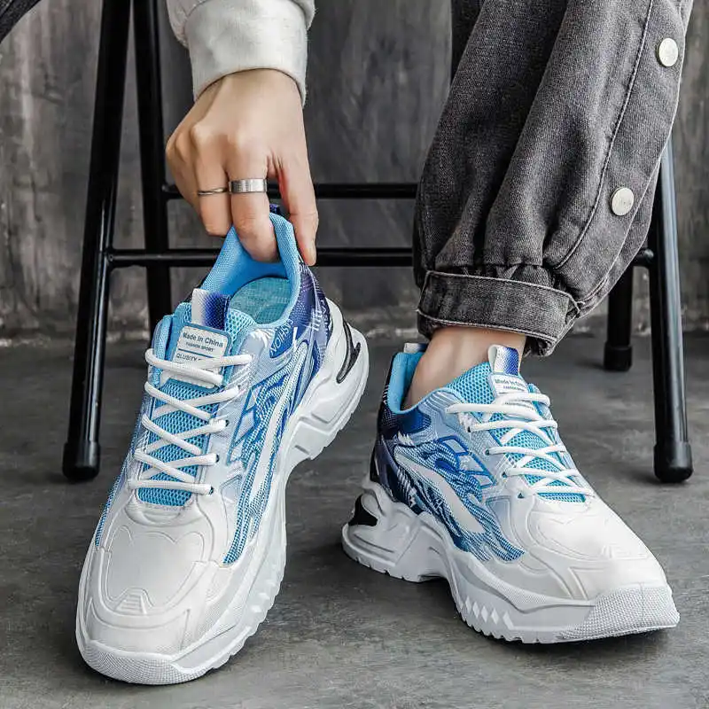 

Мужская обувь с нескользящим Т-образным ремешком, элегантные роскошные туфли на каблуке, теннисные мужские модельные туфли для фитнеса, кроссовки, спортивные широкие кроссовки