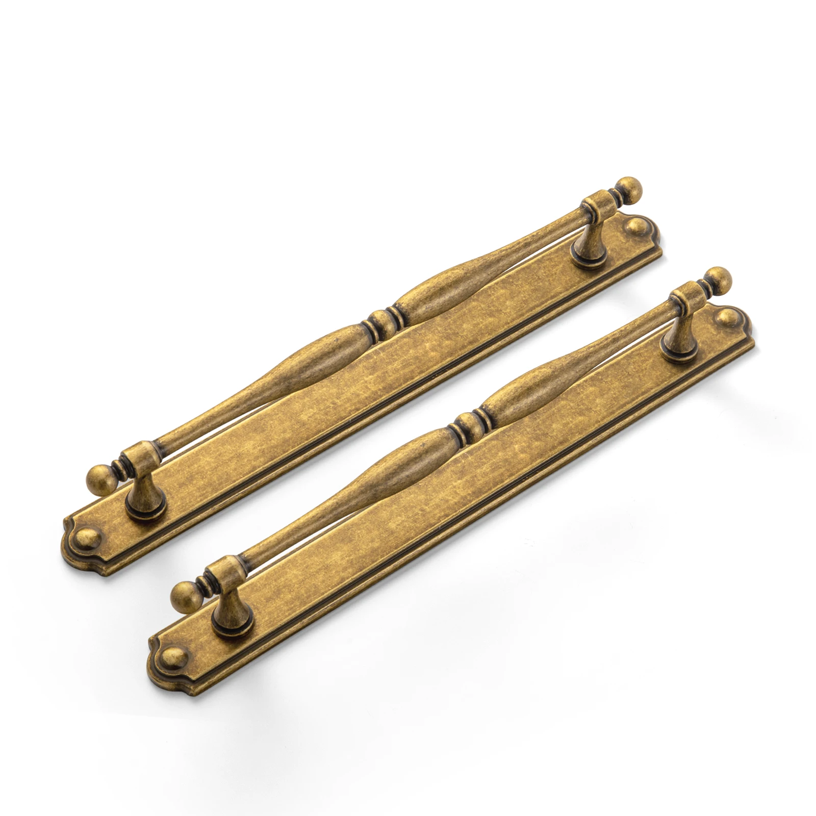 

Goo-Ki Vintage Brass Cabinet Pulls with Backplate - Retro Style Drawer Handles and knobs for Kitchen Wardrobe Furniture Hardware