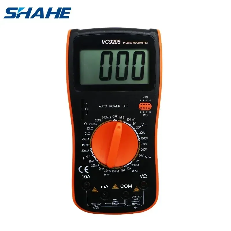 SHAHE Digital Multimeter LCD Multimeter AC DC Voltmeter Resistance Capacitance, Diode, Triode, Continuity Tester VC9205